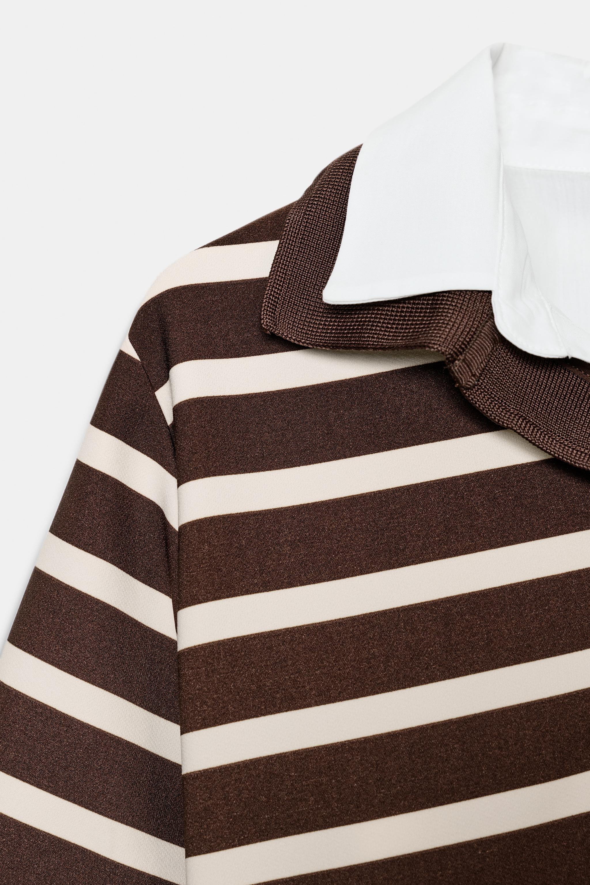 STRIPED COMBO POLO TOP